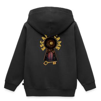 ESCAPE SPIEL SERRURRE TOR ZEIT - Kinder Premium Organic Hoodie - Schwarz - Hinten - AI Model Kid Male (0cm)