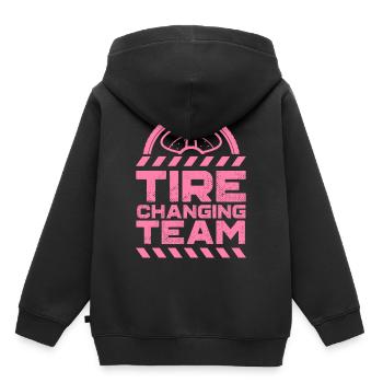 Équipe de changement de pneus voiture de changement de pneus - Sweat Premium à capuche enfant bio - noir - Dos - AI Model Kid Male (0cm)