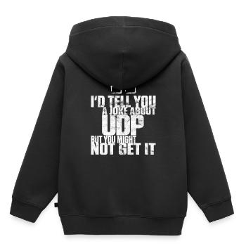 Joke about UDP but you might not get it - Kinder Premium Organic Hoodie - Schwarz - Hinten - AI Model Kid Male (0cm)