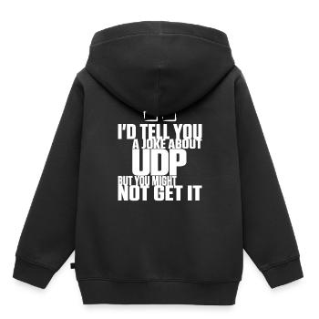 Blague sur UDP mais vous pourriez ne pas l’avoir - Sweat Premium à capuche enfant bio - noir - Dos - AI Model Kid Male (0cm)