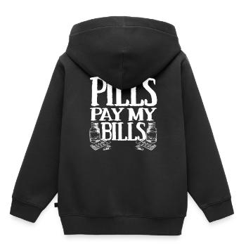 Pills pay my bills Pillen Arznei Apotheker Spruch - Kinder Premium Organic Hoodie - Schwarz - Hinten - AI Model Kid Male (0cm)