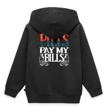 Pills pay my bills Pillen Arznei Apotheker Spruch - Kinder Premium Organic Hoodie - Schwarz - Hinten - AI Model Kid Male (0cm)
