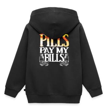 Pills pay my bills Pillen Arznei Apotheker Spruch - Kinder Premium Organic Hoodie - Schwarz - Hinten - AI Model Kid Male (0cm)