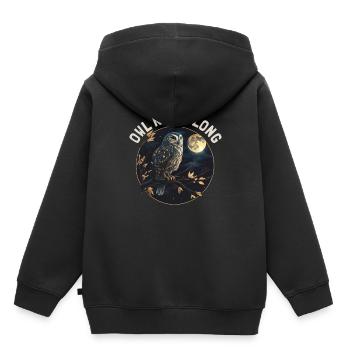 Owl Night Long Night Owl Owl Night Service - Kids Premium Organic Hoodie - black - Back - AI Model Kid Male (0cm)