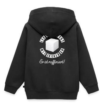 Leg Dich nicht mit Zucker an er ist raffiniert - Kinder Premium Organic Hoodie - Schwarz - Hinten - AI Model Kid Male (0cm)