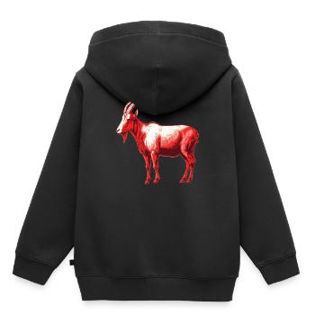 Chèvre rouge et blanc - Sweat Premium à capuche enfant bio - noir - Dos - AI Model Kid Male (0cm)