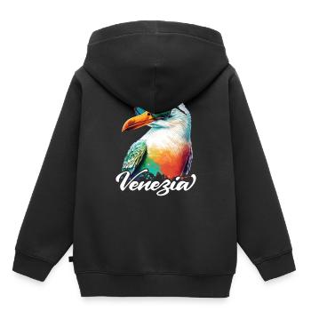 Venezia Italie Holiday mouette colorée avec lunettes de soleil - Sweat Premium à capuche enfant bio - noir - Dos - AI Model Kid Male (0cm)