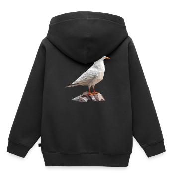 Polygon Möwe auf Felsen - Kinder Premium Organic Hoodie - Schwarz - Hinten - AI Model Kid Male (0cm)