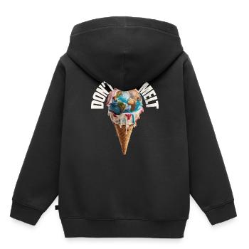 Fonte de la terre dans le cornet de crème glacée Ne le laissez pas fondre - Sweat Premium à capuche enfant bio - noir - Dos - AI Model Kid Male (0cm)