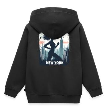 Läuferin Skyline NYC - Kinder Premium Organic Hoodie - Schwarz - Hinten - AI Model Kid Male (0cm)