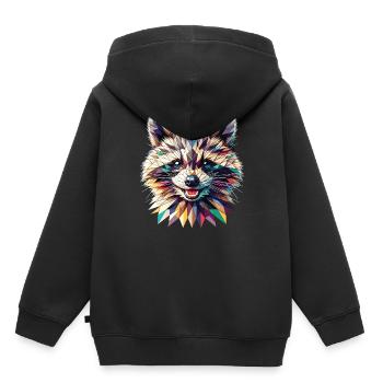 Polygon Waschbär Kunstwerk - Kinder Premium Organic Hoodie - Schwarz - Hinten - AI Model Kid Male (0cm)