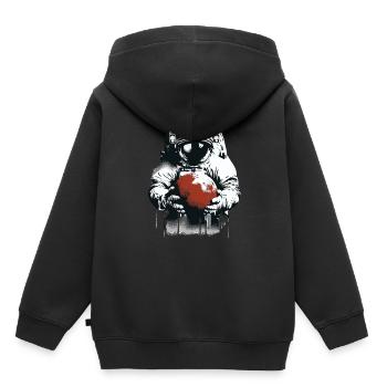 Un astronaute tient une planète martienne dans ses mains - Sweat Premium à capuche enfant bio - noir - Dos - AI Model Kid Male (0cm)