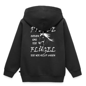 Pferde geben uns die Flügel die wir nicht haben - Kinder Premium Organic Hoodie - Schwarz - Hinten - AI Model Kid Male (0cm)