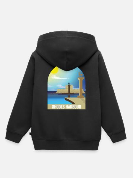 Rhodos - Kinder Premium Organic Hoodie - Schwarz