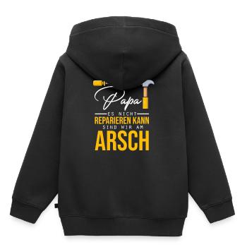 Wenn Papa es nicht reparieren kann... - Kinder Premium Organic Hoodie - Schwarz - Hinten - AI Model Kid Male (0cm)