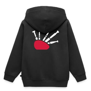 Dudelsack - Kinder Premium Organic Hoodie - Schwarz - Hinten - AI Model Kid Male (0cm)