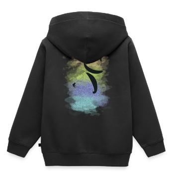 Gleitschirmfliegen akrobatischer Gleitschirm und Gleitschirmflieger - Kinder Premium Organic Hoodie - Schwarz - Hinten - AI Model Kid Male (0cm)