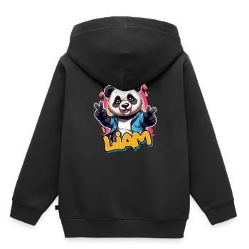 LIAM - Schöner Jungen Name mit Coolem Panda - Kinder Premium Organic Hoodie - Schwarz - Hinten - AI Model Kid Male (0cm)