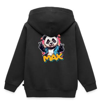 MAX - Schöner Jungen Name mit coolem Panda - Kinder Premium Organic Hoodie - Schwarz - Hinten - AI Model Kid Male (0cm)