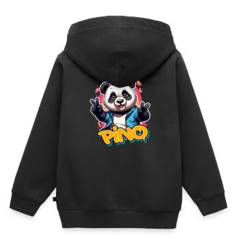 PINO - Schöner Jungen Name mit Coolem Panda - Kinder Premium Organic Hoodie - Schwarz - Hinten - AI Model Kid Male (0cm)