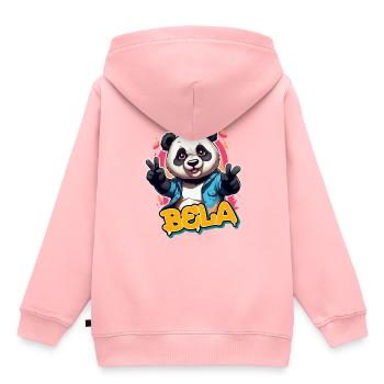 BELA - Beau prénom de garçon avec un panda cool - Sweat Premium à capuche enfant bio - rose - Dos - AI Model Kid Female (0cm)