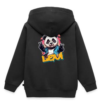 LEVI - Handsome boy name with cool panda - Kids Premium Organic Hoodie - black - Back - AI Model Kid Male (0cm)