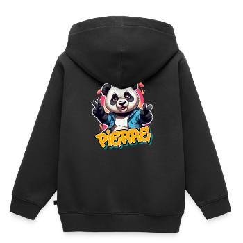 PIERRE - Handsome boy name with cool panda - Kids Premium Organic Hoodie - black - Back - AI Model Kid Male (0cm)