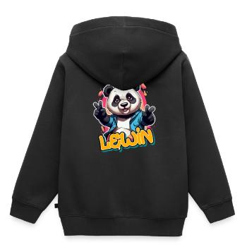 LEWIN - Beau prénom de garçon avec un panda cool - Sweat Premium à capuche enfant bio - noir - Dos - AI Model Kid Male (0cm)