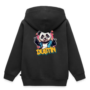 DUSTIN - Handsome boy name with cool panda - Kids Premium Organic Hoodie - black - Back - AI Model Kid Male (0cm)
