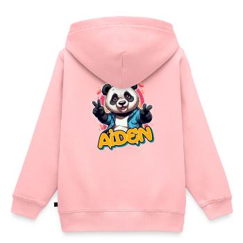 AIDEN - Schöner Jungen Name mit coolem Panda - Kinder Premium Organic Hoodie - Rosa - Hinten - AI Model Kid Female (0cm)