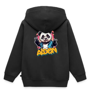 AIDEN - Schöner Jungen Name mit coolem Panda - Kinder Premium Organic Hoodie - Schwarz - Hinten - AI Model Kid Male (0cm)