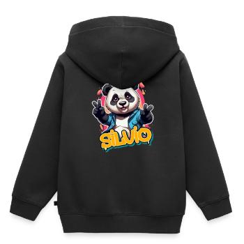 SILVIO - Handsome boy name with cool panda - Kids Premium Organic Hoodie - black - Back - AI Model Kid Male (0cm)