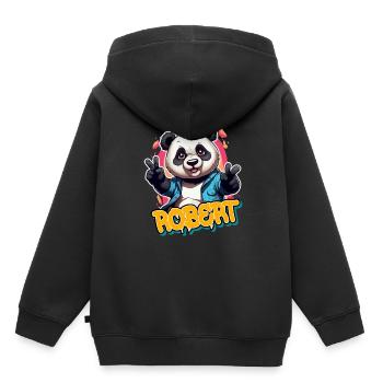 ROBERT - Handsome Boy Name with Cool Panda - Kids Premium Organic Hoodie - black - Back - AI Model Kid Male (0cm)