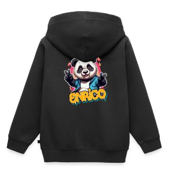 ENRICO - Schöner Jungen Name mit coolem PANDA - Kinder Premium Organic Hoodie - Schwarz - Hinten - AI Model Kid Male (0cm)
