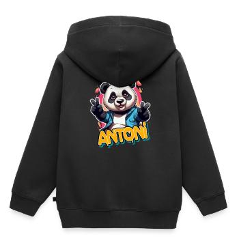 ANTONI - Handsome Boy Name with Cool Panda - Kids Premium Organic Hoodie - black - Back - AI Model Kid Male (0cm)