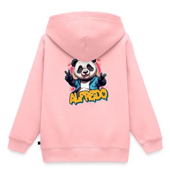 AFREDO - Beau nom de garçon avec Cool Panda - Sweat Premium à capuche enfant bio - rose - Dos - AI Model Kid Female (0cm)