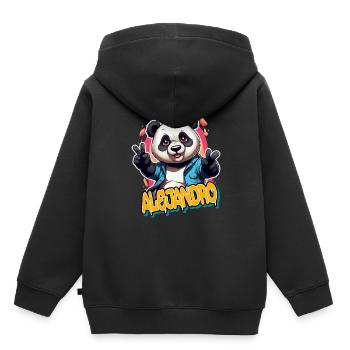 ALEJANDRO - Schöner Jungen Name mit coolem Panda - Kinder Premium Organic Hoodie - Schwarz - Hinten - AI Model Kid Male (0cm)