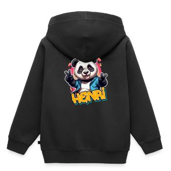 HENRI - Handsome Boy Name with Cool Panda - Kids Premium Organic Hoodie - black - Back - AI Model Kid Male (0cm)