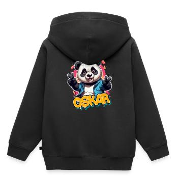 OSKAR - Schöner Jungen Name mit coolem Panda - Kinder Premium Organic Hoodie - Schwarz - Hinten - AI Model Kid Male (0cm)