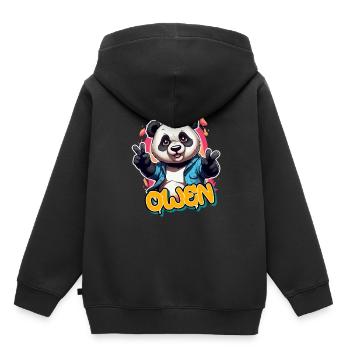 OWEN - Handsome boy name with cool panda - Kids Premium Organic Hoodie - black - Back - AI Model Kid Male (0cm)