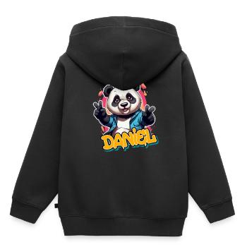 DANIEL - Beau nom de garçon avec Cool Panda - Sweat Premium à capuche enfant bio - noir - Dos - AI Model Kid Male (0cm)