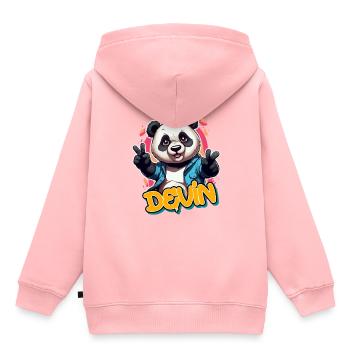DEVIN - Beau nom de garçon avec Cool Panda - Sweat Premium à capuche enfant bio - rose - Dos - AI Model Kid Female (0cm)