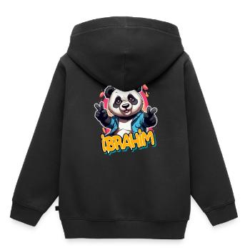 IBRAHIM - Schöner Jungen Name mit coolem Panda - Kinder Premium Organic Hoodie - Schwarz - Hinten - AI Model Kid Male (0cm)