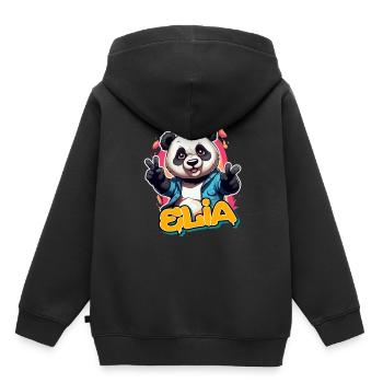 ELIA - Beau prénom de garçon avec panda cool - Sweat Premium à capuche enfant bio - noir - Dos - AI Model Kid Male (0cm)