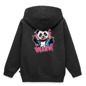 PAULINA - Schöner Mädchen Name mit coolem Panda - Kinder Premium Organic Hoodie - Schwarz - Hinten - AI Model Kid Male (0cm)
