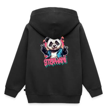 STEPHANI - Beautiful girl name with cool panda - Kids Premium Organic Hoodie - black - Back - AI Model Kid Male (0cm)