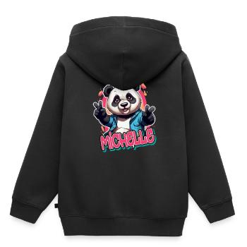 MICHELLE - Beautiful Girl Name with Cool Panda - Kids Premium Organic Hoodie - black - Back - AI Model Kid Male (0cm)