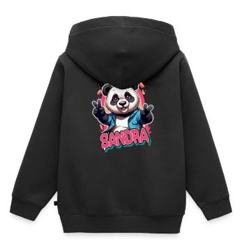 SANDRA - Beau nom de fille avec panda cool - Sweat Premium à capuche enfant bio - noir - Dos - AI Model Kid Male (0cm)