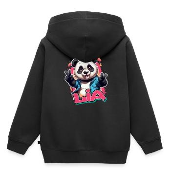 LIA - Beautiful Girl Name with Cool Panda - Kids Premium Organic Hoodie - black - Back - AI Model Kid Male (0cm)