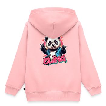 ELINA - Beau nom de fille avec Cool Panda - Sweat Premium à capuche enfant bio - rose - Dos - AI Model Kid Female (0cm)